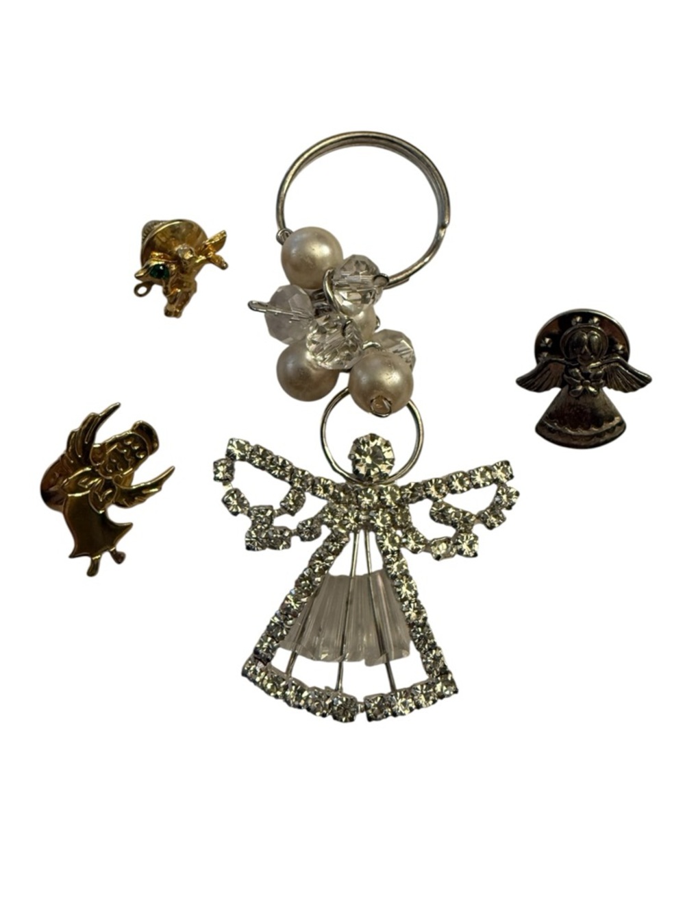 Angel Keychain Charm and pins Silver